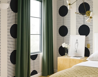 Bold Contemporary Wallpaper – Geometrical Abstract Peel & Stick or Traditional Wall Covering in Custom Colors