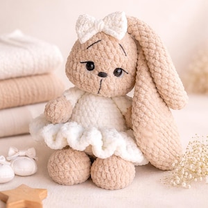 Luna Bunny Crochet Pattern PDF, Amigurumi Rabbit Pattern, Plush Bunny Doll Tutorial, Cute Stuffed Animal Gift