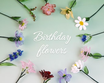 Birth Month Glass Flower Ornament | Unique Christmas Gift | Handmade Floral Art with Symbolic Meaning | Gift for Loved Ones