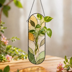Plant Propagation Station Hängetopf, Buntglasvase, Hydrokultur-Pflanzenhalter, Pflanzenliebhaber Geschenk, Fensterdekor