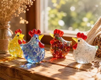Pulcini colorati in vetro soffiato a mano, decorazione luminosa a forma di animale da fattoria, mini opere d'arte in vetro, regalo decorativo per mensola da finestra, regalo per la nonna