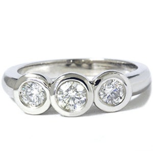 Engagement Ring Diamond Diamond .75CT Bezel Past Present Future Engagement Ring