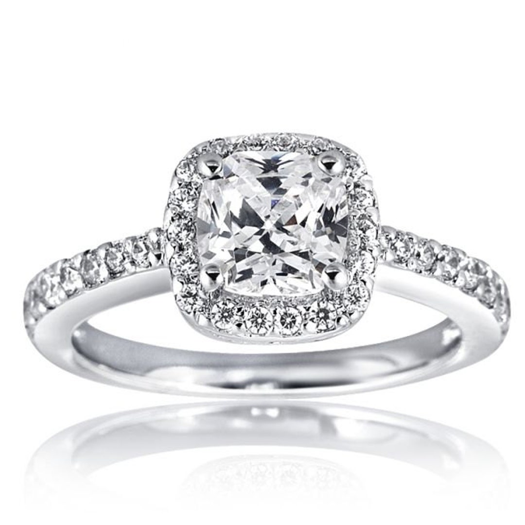 Engagement Ring Diamond Cushion 1.28CT Halo GIA Certified - Etsy