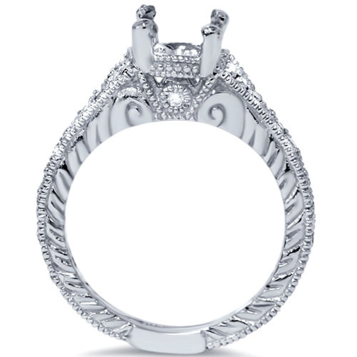 1/3CT Vintage Diamond Engagement Ring Setting Semi Mount 14K Etsy