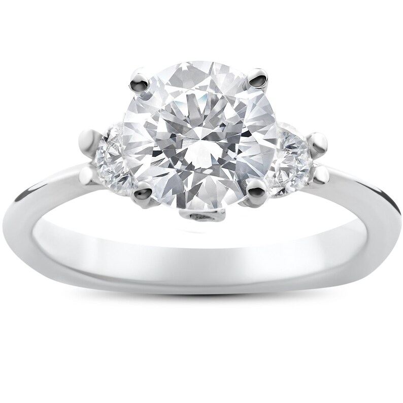 Three Stone Diamond Engagement Ring 1 3/8ct Solitaire Diamond - Etsy