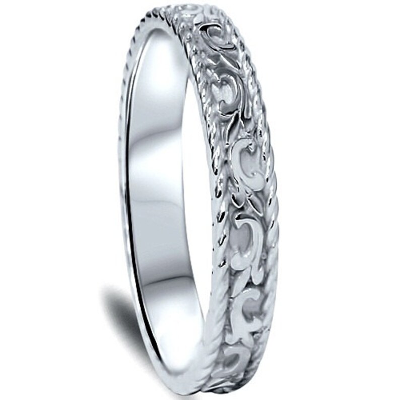 Hand Braided Wedding Band 14K White Gold 4MM