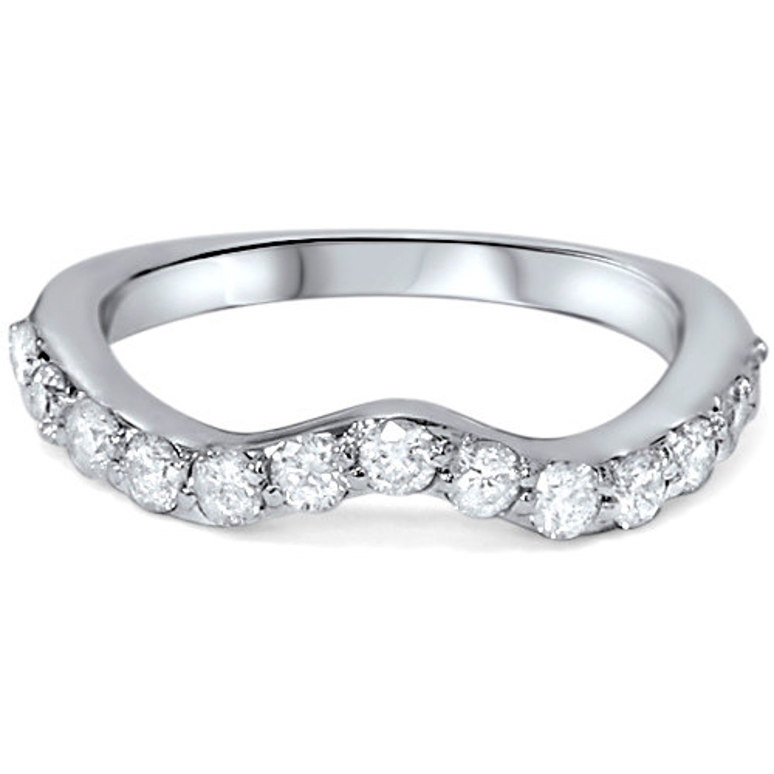 Notched Diamond Wedding Ring .55CT Curved Anniversary