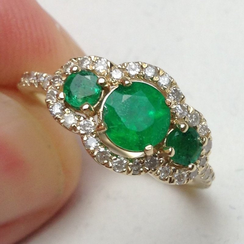 1.20CT Emerald & Diamond 3 Stone Engagement Anniversary - Etsy