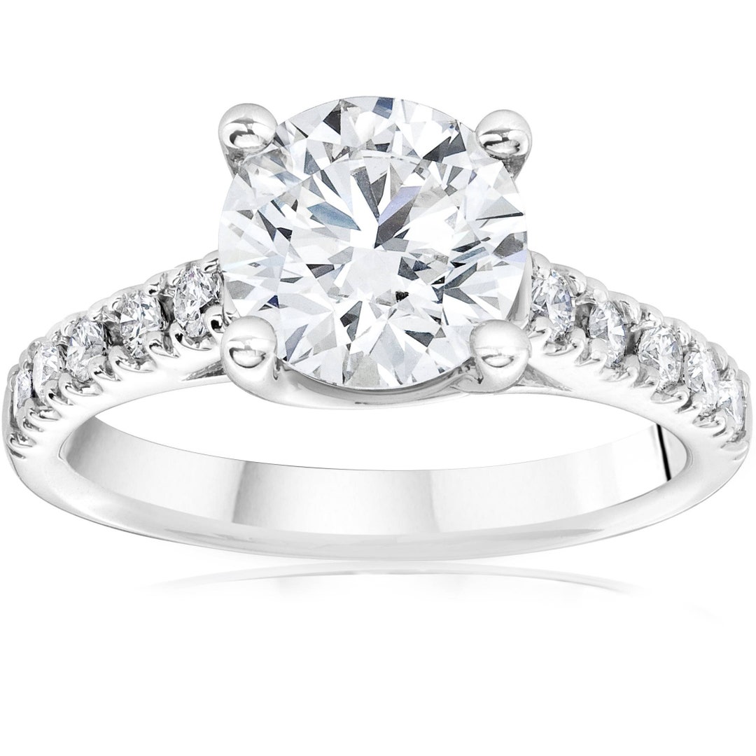 1 3/4 Ct Solitaire Diamond 1 1/2ct Center Engagement Ring White Gold ...