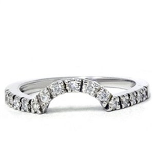 Diamond .25CT Curved Notched Wedding Ring Enhancer 14K White Gold image 2