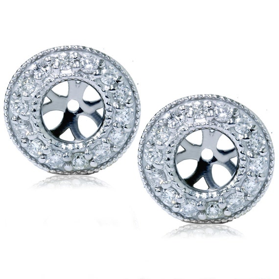 Diamond Double Halo Dangle Earring Jackets 3/4 ct tw Round 14K White Gold |  Jared