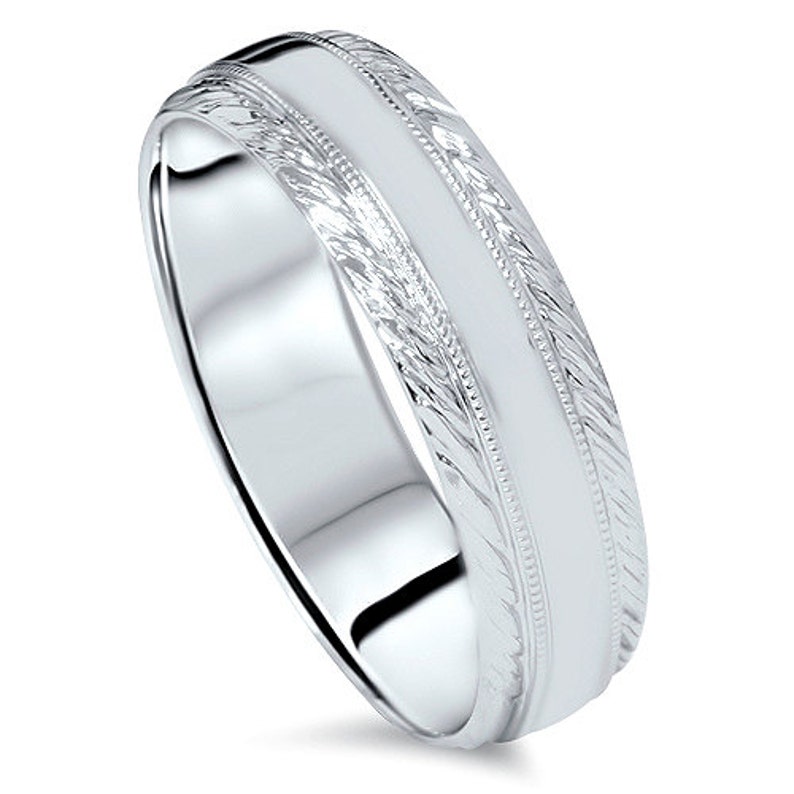 Braided Handmade Mens Wedding Band 14 Karat White Gold KT