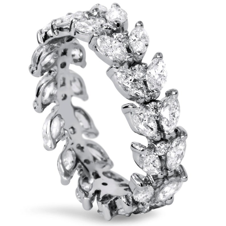 Marquise Diamond Eternity Ring 2.75Ct Vintage Leaf Floral Etsy