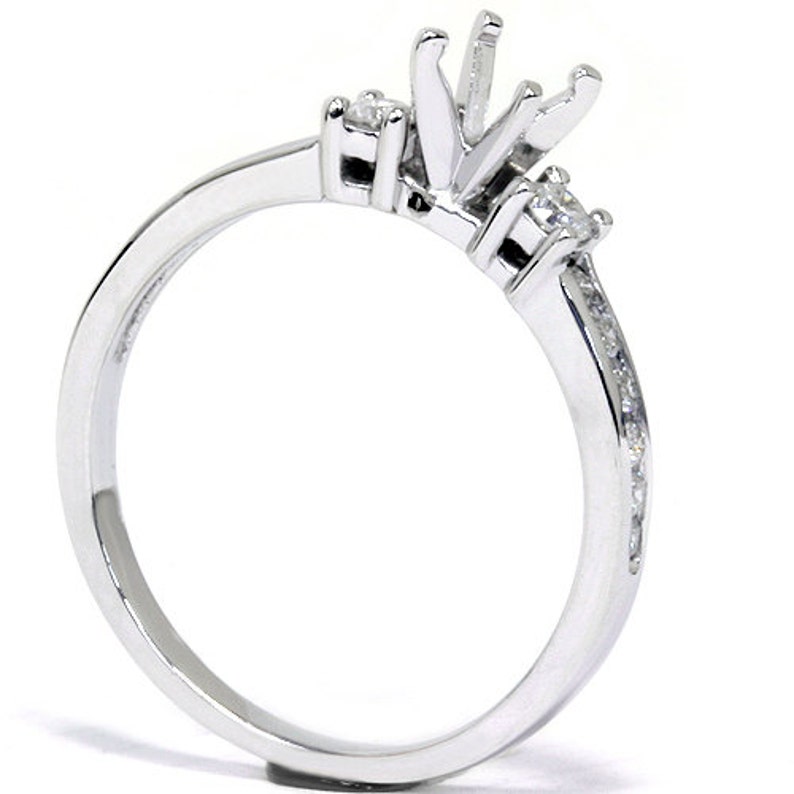 Channel Set Diamond Engagement Ring Setting Semi Mount Mounting 14K White Gold 13CT Size 4-9