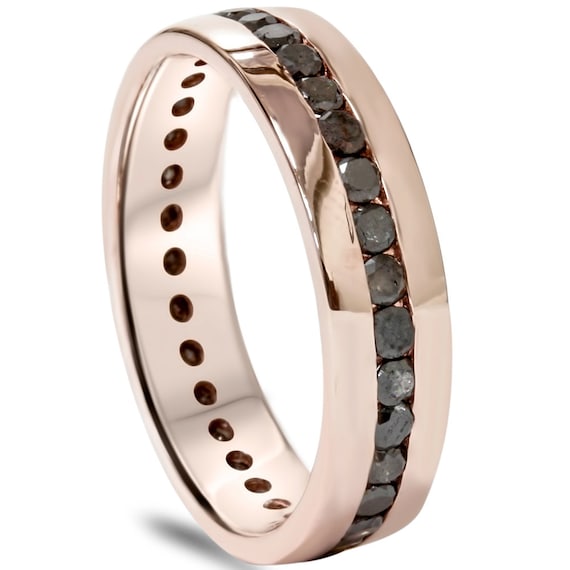 Mens rose gold and black diamond hotsell wedding band