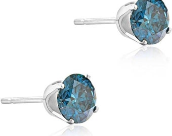 P3 POMPEII3 1/2-4 ct blauwe diamanten studs in 14k goud, lab-gegroeid