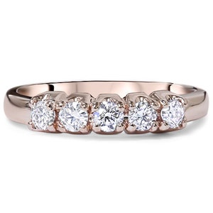 VS .45CT 5-Stone Diamond Wedding Ring 14K Rose Gold Size 4-9