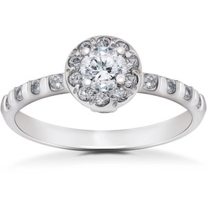Diamond Engagement Ring 3/4CT Vintage Halo Diamond Engagement Ring 14K White Gold image 1