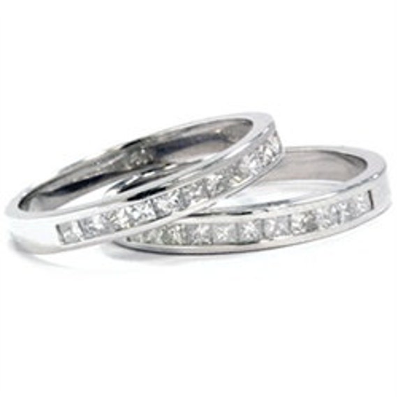 Diamond Channel Set Matching Wedding Band Guard Ring Set | Etsy