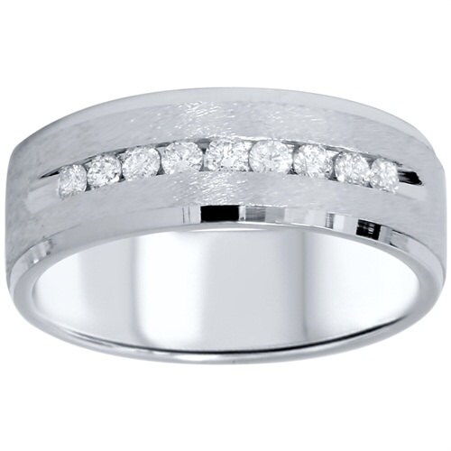 Mens Diamond .70CT Channel Set 7MM Brushed Wedding Ring 14K - Etsy