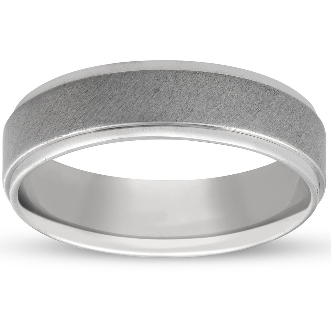 Mens 6mm Platinum Comfort Fit Brushed Ring Hand Carved Wedding Band - Etsy