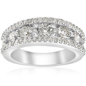 Wide Diamond Wedding Ring 1 5/8ct Diamond Ring 14k White Gold Solid Heavy Diamond Wedding Band Womens Stackable Anniversary Jewelry