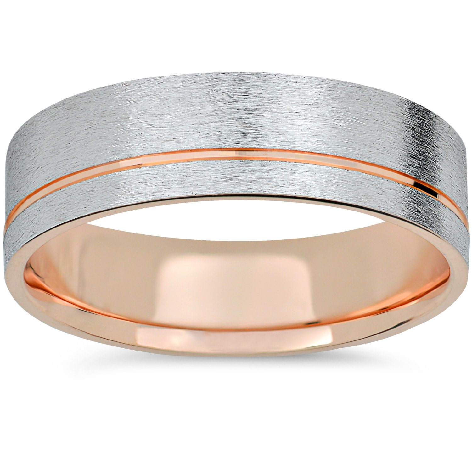 White and rose gold mens ring deals