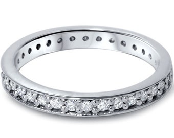 Diamant 3 / 4CT Ewigkeit Milgrain Hochzeit Ring 14K Weissgold