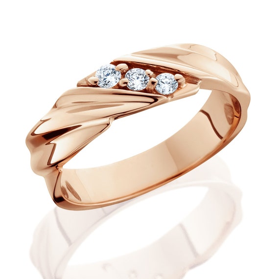 Rose Gold Diamond Ring Mens Rose Gold Diamond Wedding Ring