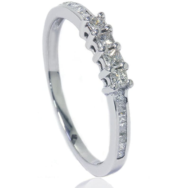 Princess Cut 1/2CT Diamond Wedding Anniversary Guard Band Ring Etsy