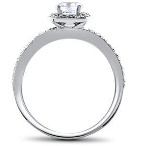Engagement Ring Diamond 1ct Diamond Engagement Ring Cushion Halo 14K White Gold image 2