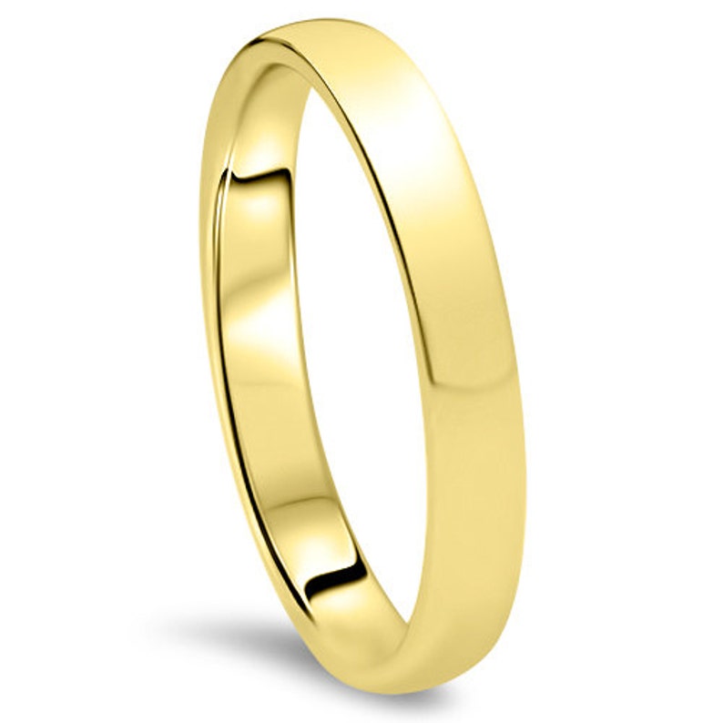 Gold Band Yellow Gold Ring Band Yellow Gold Wedding Band Womens 14K 3MM Dome High Polished Plain Anniversary Ring Size Gold Ring 4-10