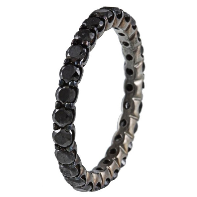 1.55CT Black Diamond Eternity Ring 14K Black Gold Size 49 Etsy