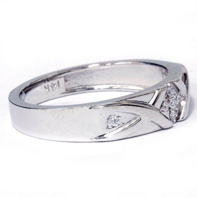 Mens Diamond Cross Wedding Ring Bridal Band 14 Karat White