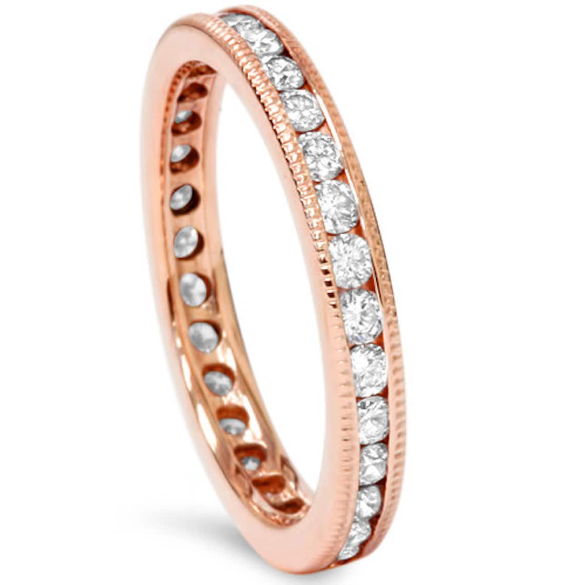 Rose Gold Diamond Eternity Ring 1.00CT 14K Rose Gold Wedding Etsy
