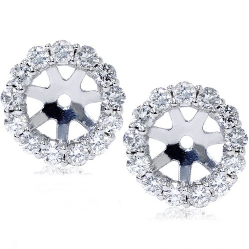 Diamond Earring Jackets Halo .70CT Diamond Earring Jackets 14K Etsy