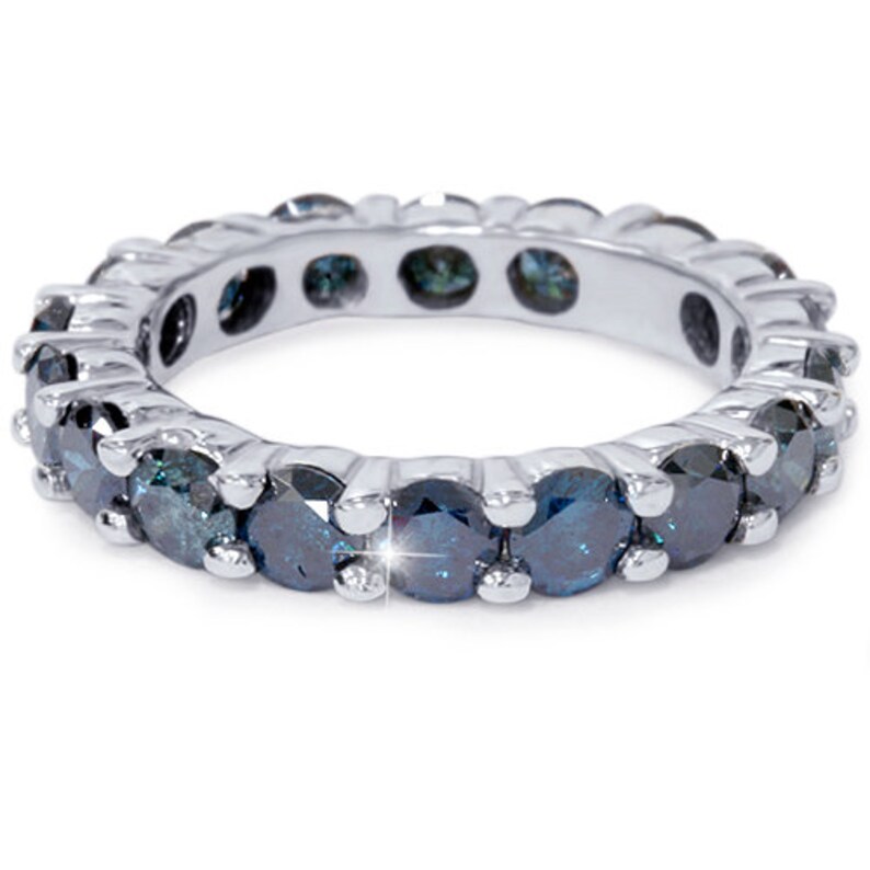 3.00ct Blue Diamond Eternity Ring Stackable Wedding Band 14K - Etsy