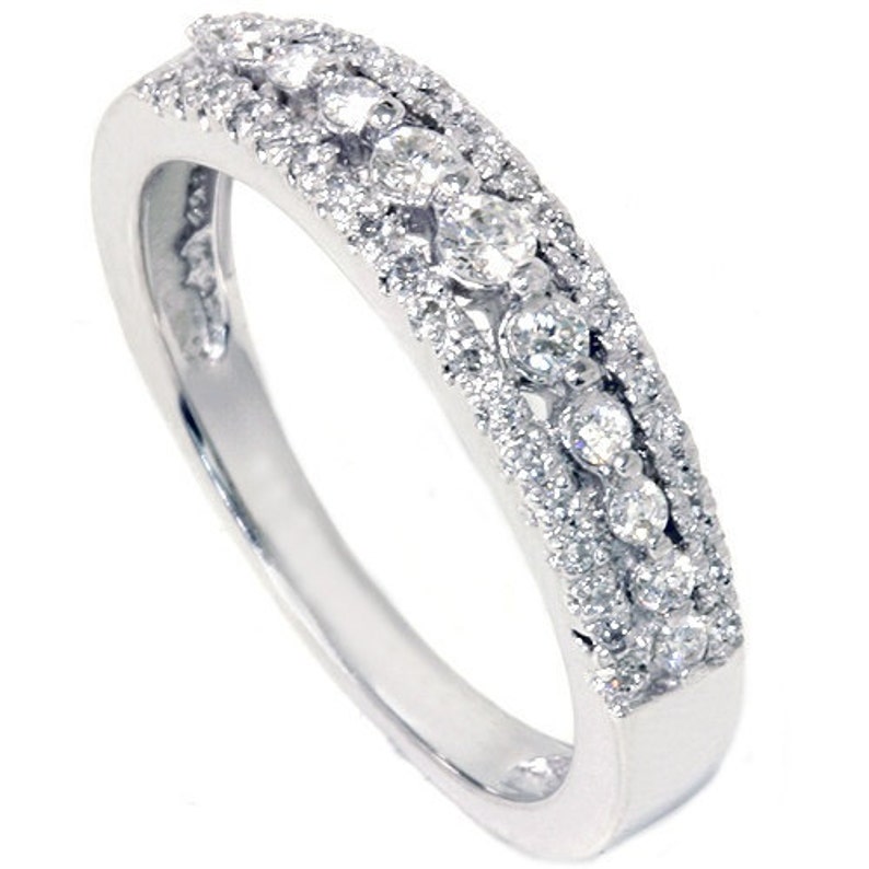 1/4CT Diamond Anniversary Ring 10K White Gold image 2