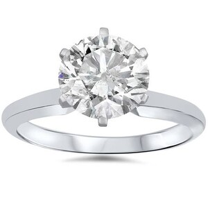 1 Ct Solitaire Certified Diamond Engagement Ring 14k White Gold