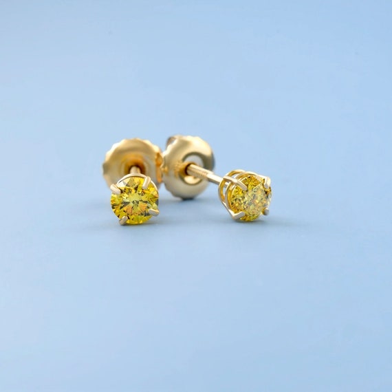 Pompeii3 1/2ct Diamond Studs Screw Back Earrings 14k Yellow Gold