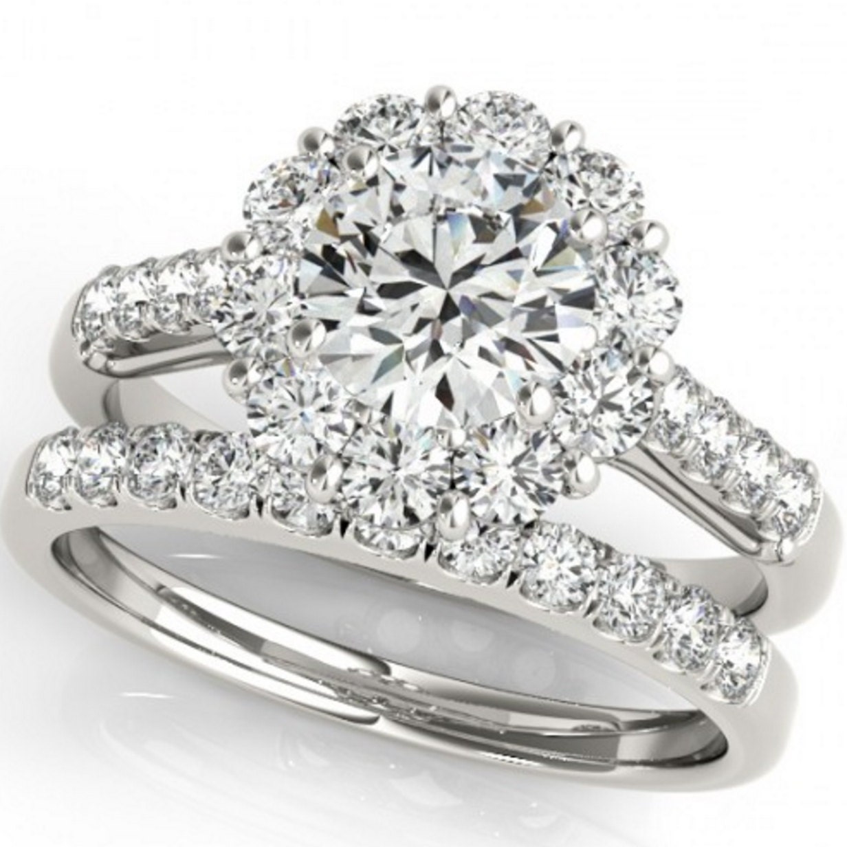 Halo Diamond Engagement Ring Vintage 3ct Diamond Wedding Ring | Etsy