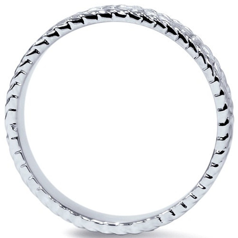 Hand Braided Wedding Band 14K White Gold 4MM