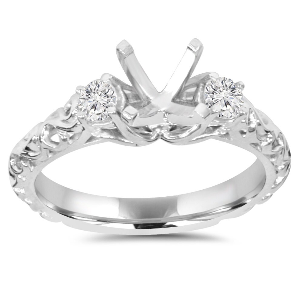 Vintage Engagement Ring Setting Diamond .30CT Engagement Ring Etsy