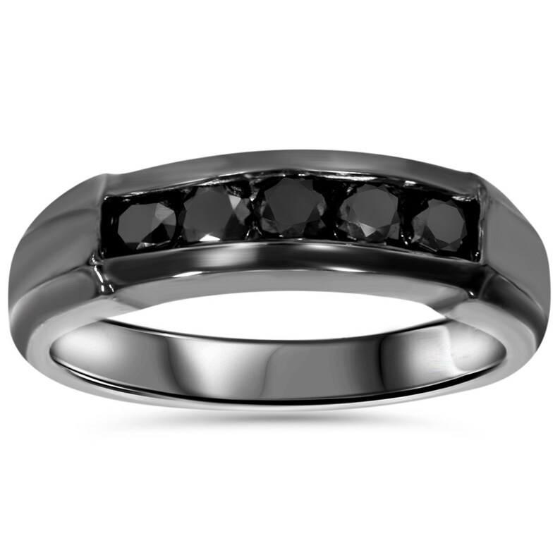 1/2CT Black Diamond Wedding Ring Black Gold Mens Wedding