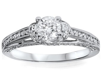 Diamond Engagement Ring 1ct 14K White Gold, Engagement Ring, Wedding Ring, Diamond Ring, White Gold, Promise Ring, Unique Ring, Diamonds