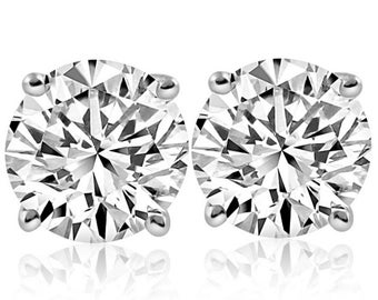 VS 8 Carat (ctw) Certified Lab Grown Diamond Studs in 14k White Gold