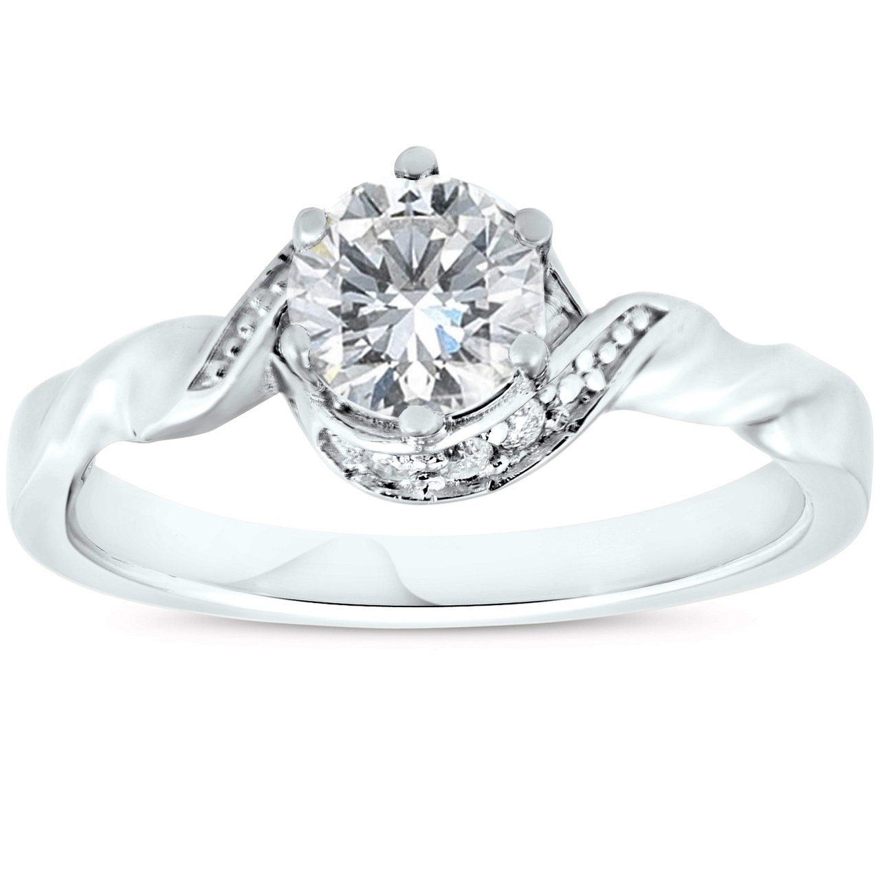 Engagement Ring Diamond 5/8ct Diamond Halo Solitaire Twist | Etsy