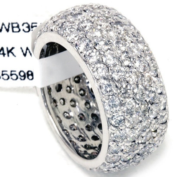 Pave Diamond Eternity Wedding Anniversary Womens Ring 5.71CT SI1 Pave Diamond Eternity Wedding Anniversary Womens Ring 14K White Gold SZ 6