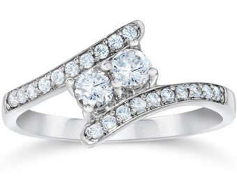 Engagement Ring Diamond 1/2CT Forever Us Diamond Two Stone Ring White Gold (I-J, I2-I3)