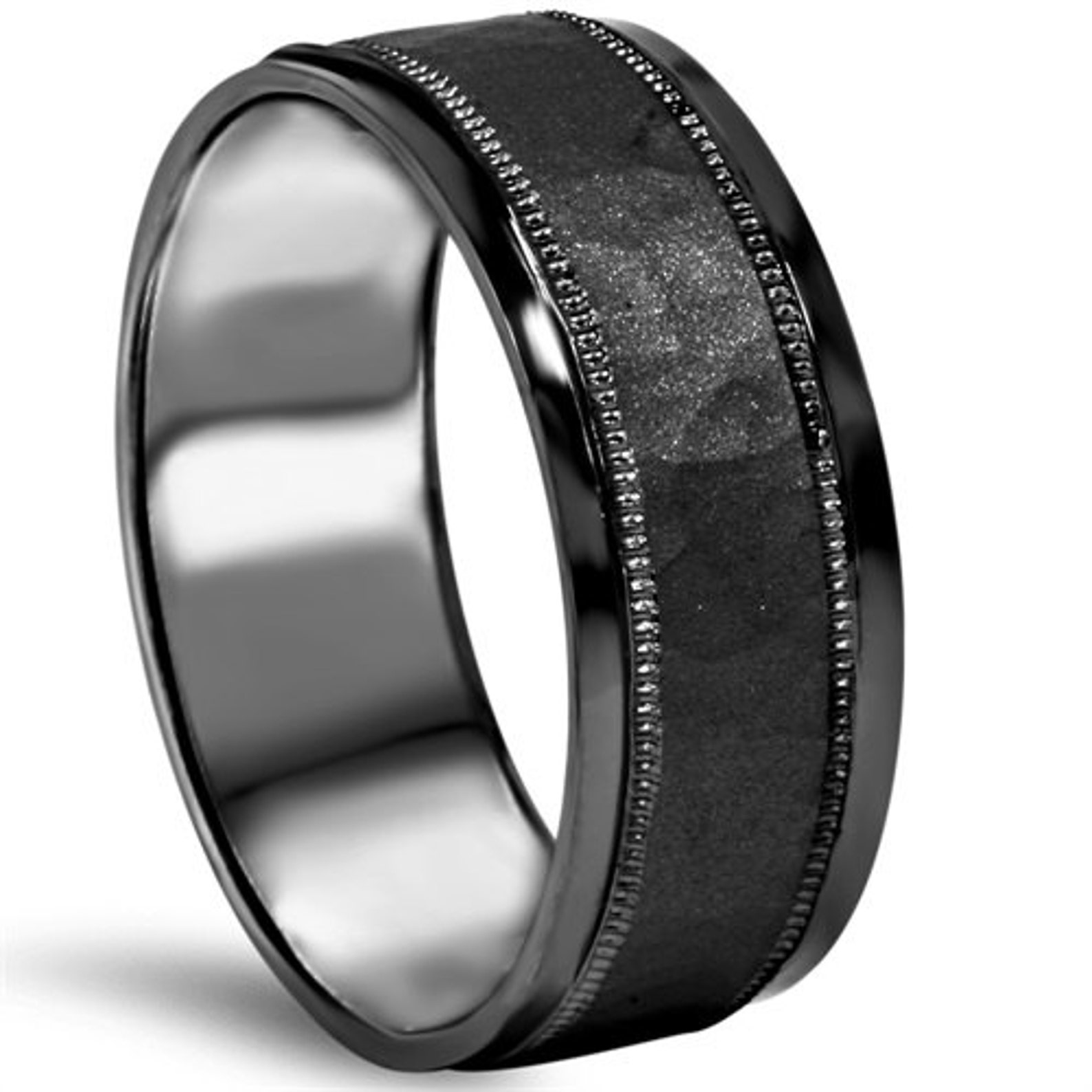 Hammered Black Gold Mens Wedding Band Size 7-12 8MM Mans - Etsy